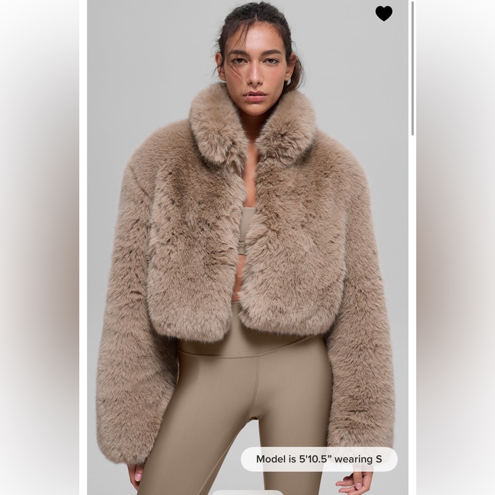 Brand new without tags! Alo Opulent Faux Fur Cropped Jacket - Oat, Size M